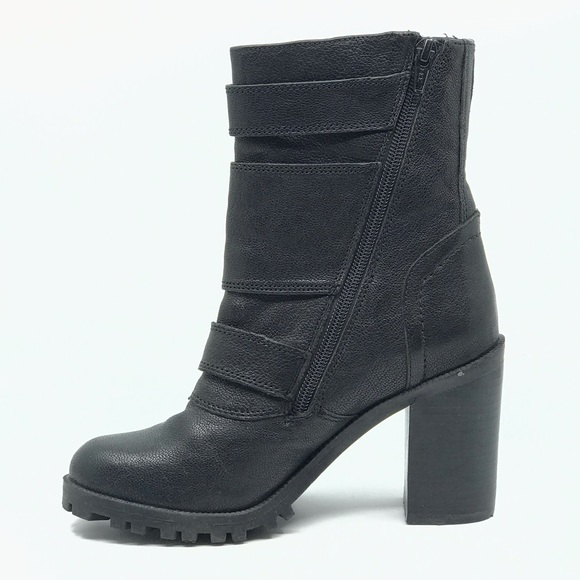 ALDO BLACK LEATHER MULTI BUCKLE BOOT - Picture 6 of 7